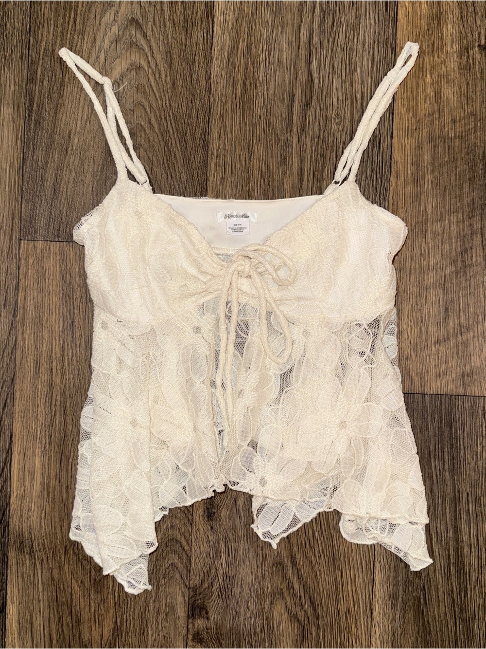 Cream Lace Tie-Front Camisole